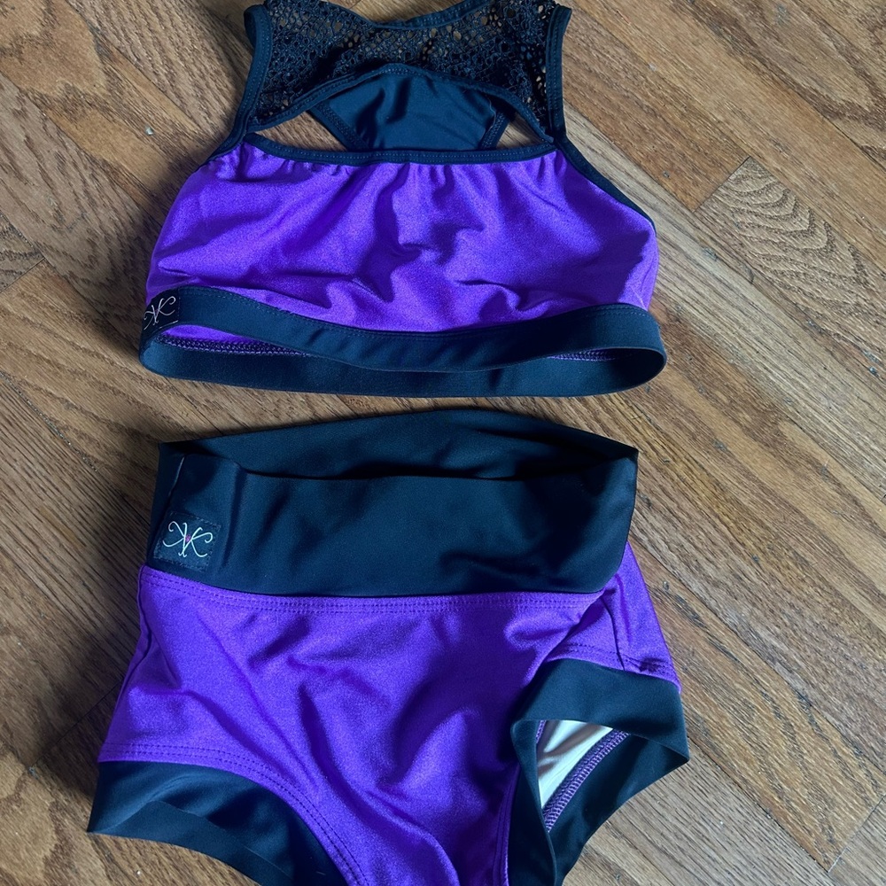 Purple and Black Two-Piece kk Set